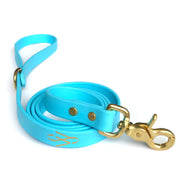 Vegan leather baby blue dog leash