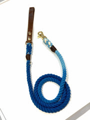 Blue Aqua Ombre | Leather and Rope Leash - Wag Swag Brand Inc