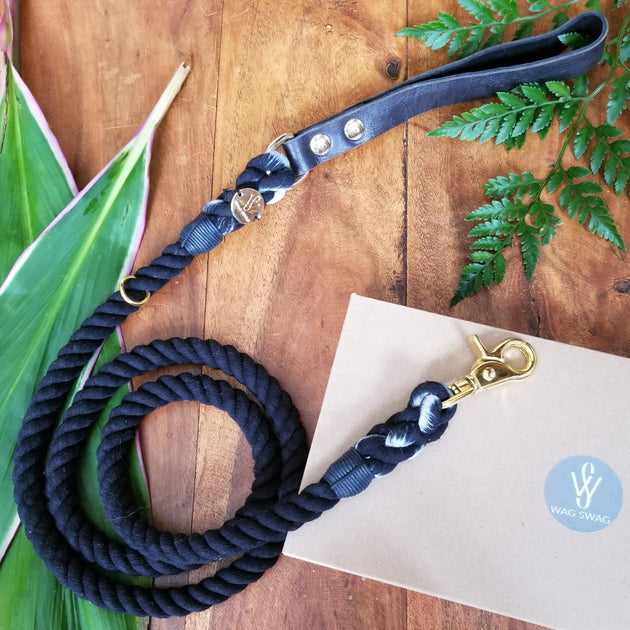 Dog Rope Leash | Rope leash with Leather | Dog Leash | Wag Swag Brand ...