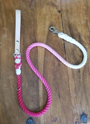 Pink ombre | Leather and Rope Leash - Wag Swag Brand Inc