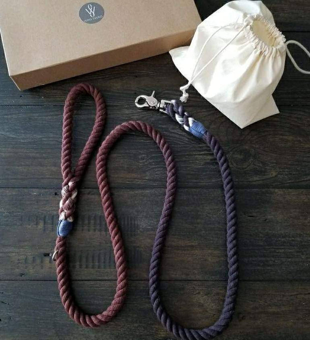 Burgundy x Purple | Cotton Rope Leash - Wag Swag Brand Inc