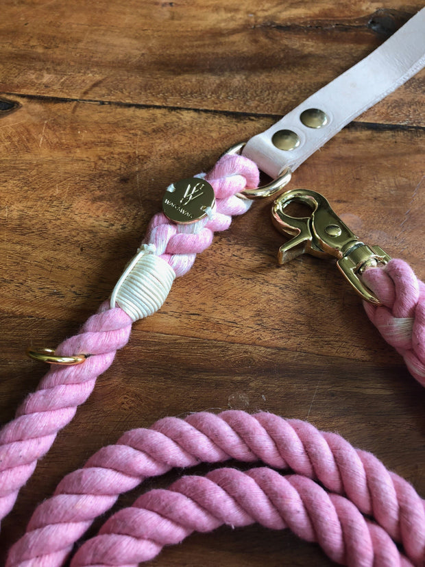 Light purple | Leather and Rope Leash - Wag Swag Brand Inc