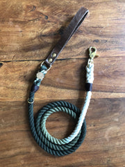 Hunter Green | Leather and Rope Leash - Wag Swag Brand Inc