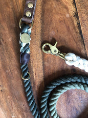 Hunter Green | Leather and Rope Leash - Wag Swag Brand Inc