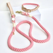 Light Pink | Leather and Rope Leash - Wag Swag Brand Inc
