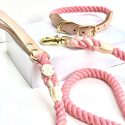 Light Pink | Leather and Rope Leash - Wag Swag Brand Inc