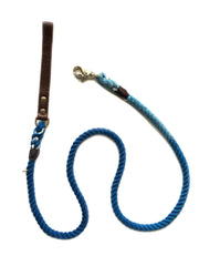 Blue Aqua Ombre | Leather and Rope Leash - Wag Swag Brand Inc