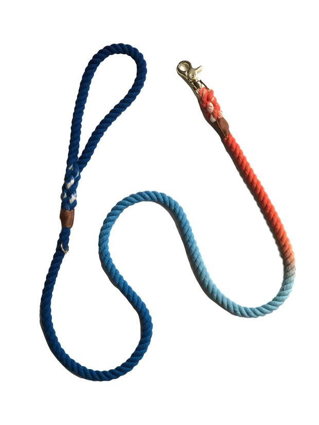 Blue Orange Ombre | Cotton Rope Leash - Wag Swag Brand Inc