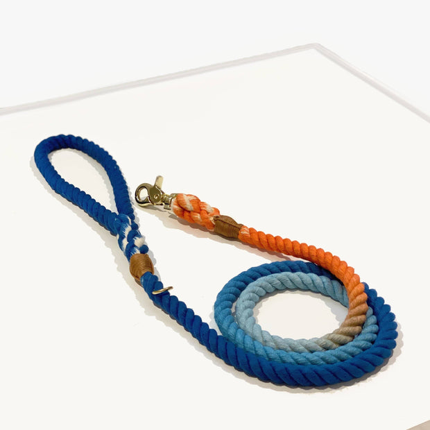 Blue Orange Ombre | Cotton Rope Leash - Wag Swag Brand Inc