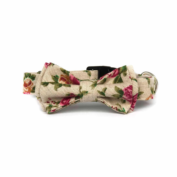 Wag Swag Brand | Bow Tie Dog Collar | Fields of Roses