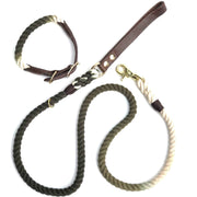 Hunter Green | Leather and Rope Leash - Wag Swag Brand Inc