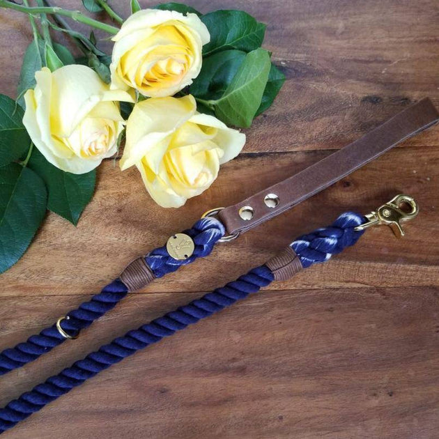 Wag Swag Black Leather and Cotton Rope Leash– Wag Swag Brand Inc