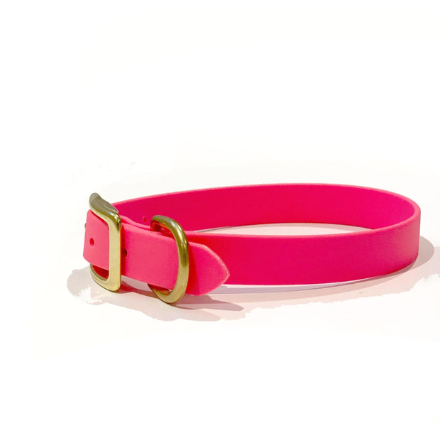 Vegan Leather Collar | Neon Pink - Wag Swag Brand Inc