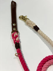 Pink Ombre | Leather and Rope Leash - Wag Swag Brand Inc