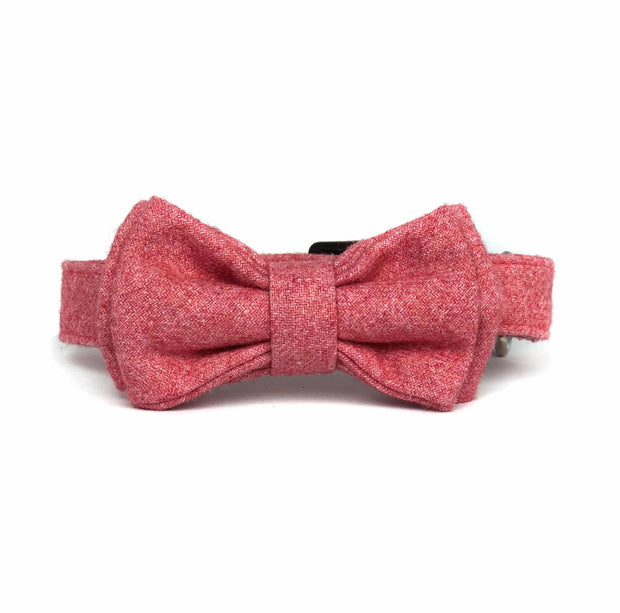 Wag Swag Brand | Bow Tie Dog Collar | Pink Wool