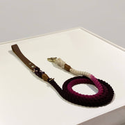 Purple | Leather and Rope Leash - Wag Swag Brand Inc