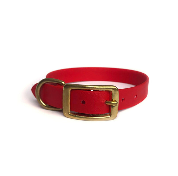 Red Vegan Leather Dog Collar 