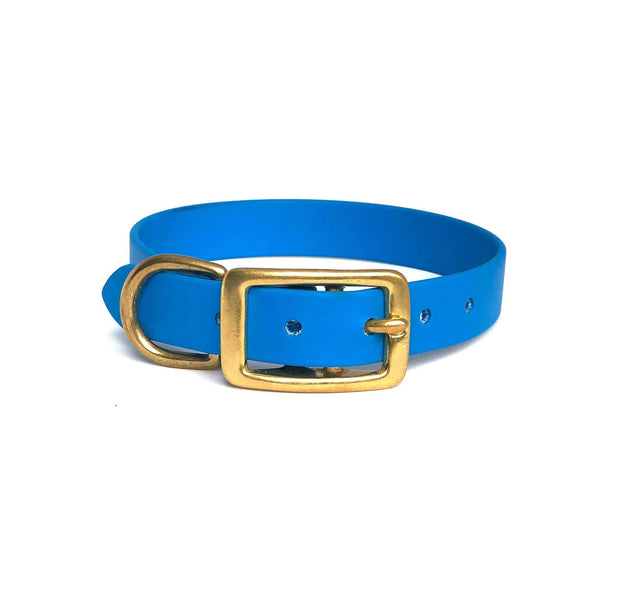 Wag Swag Brand | Vegan Leather Dog Collar | Waterproof | Brass Hardware | sky blue | Made in Canada Toronto