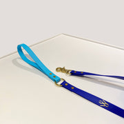 Two Tone Vegan Leather Leash | Royal Blue and Baby Blue - Wag Swag Brand